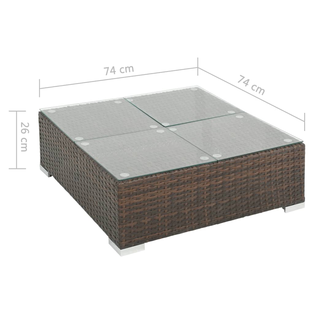 Set muebles de jardín 7 piezas y cojines ratán sintético marrón vidaXL