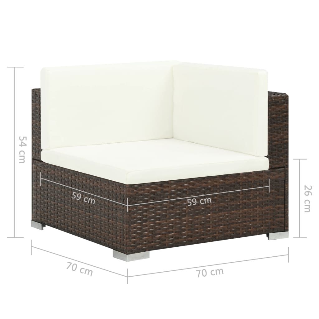 Set muebles de jardín 7 piezas y cojines ratán sintético marrón vidaXL