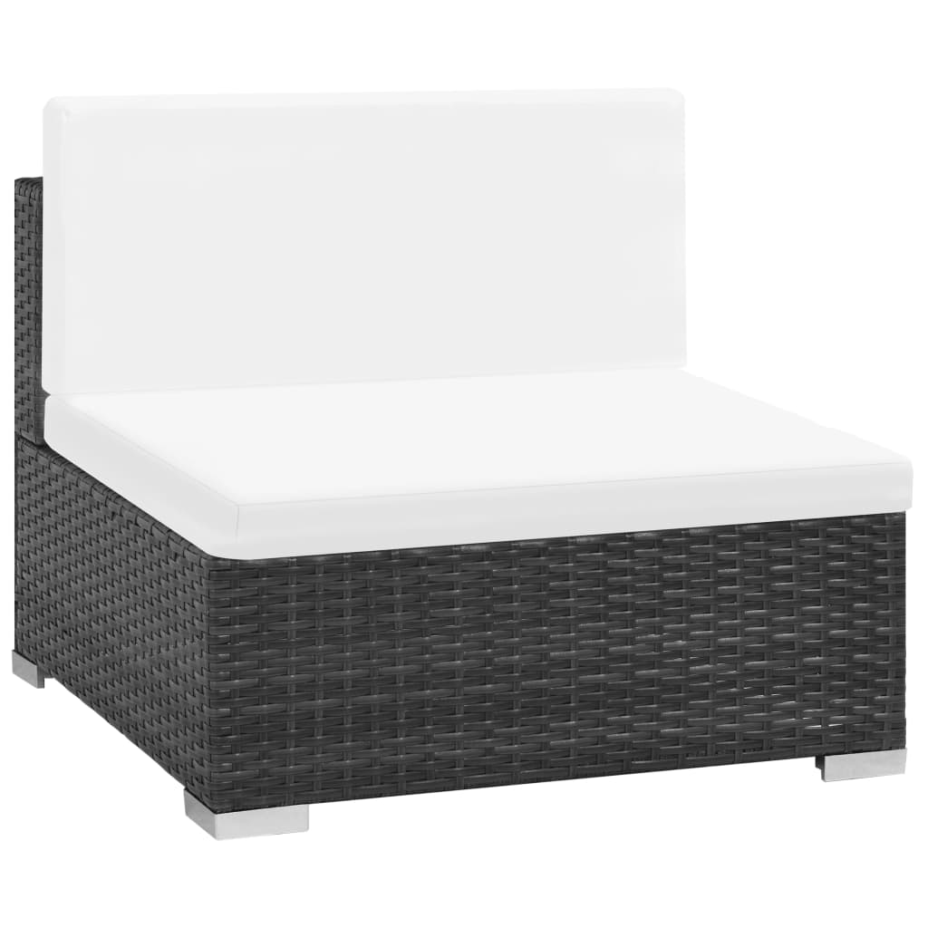 Set muebles de jardín 6 piezas y cojines ratán sintético negro vidaXL