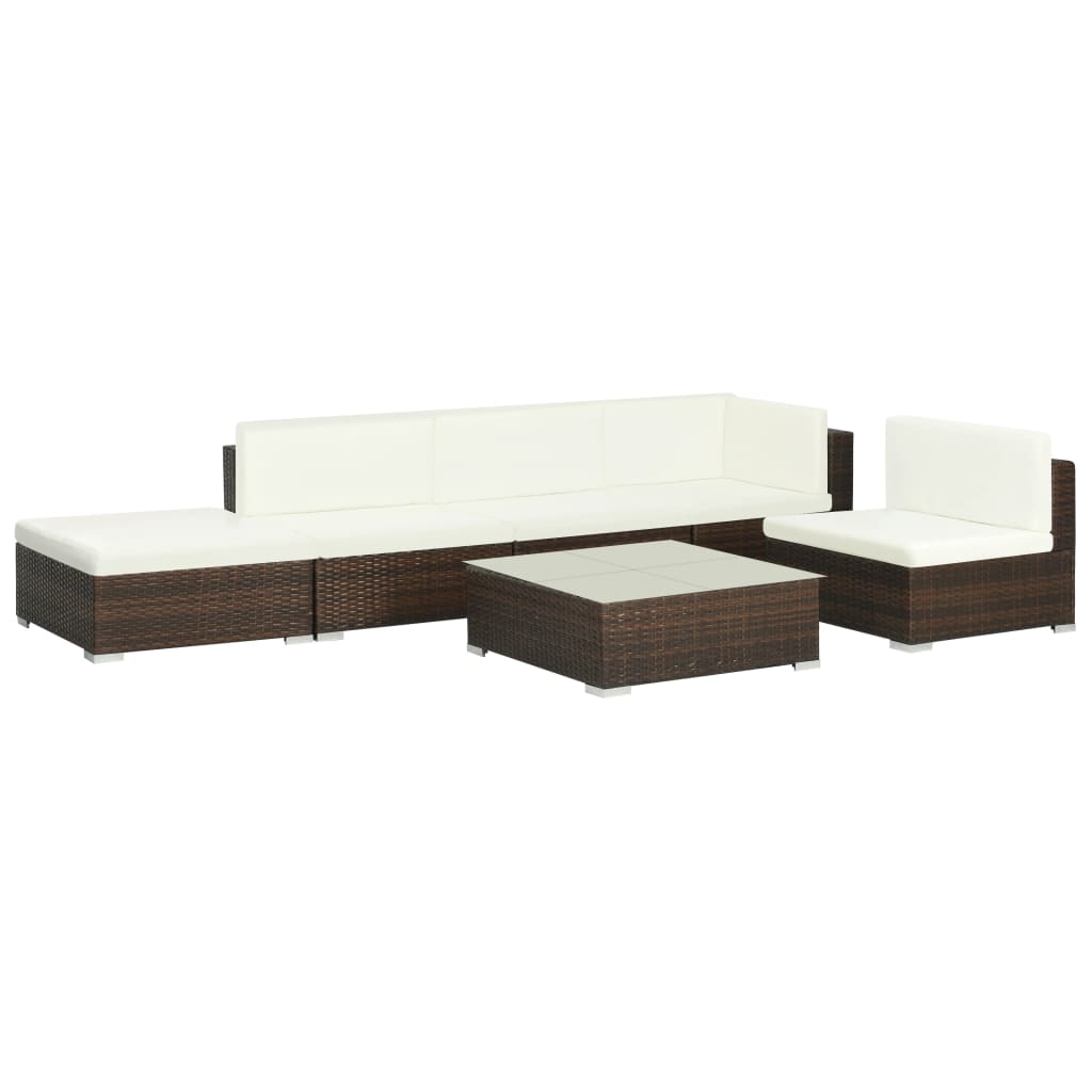 Vetonek Set muebles de jardín 6 piezas y cojines ratán sintético marrón