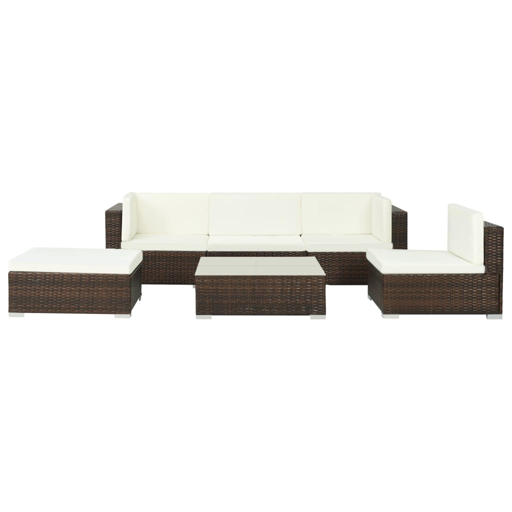 Vetonek Set muebles de jardín 6 piezas y cojines ratán sintético marrón