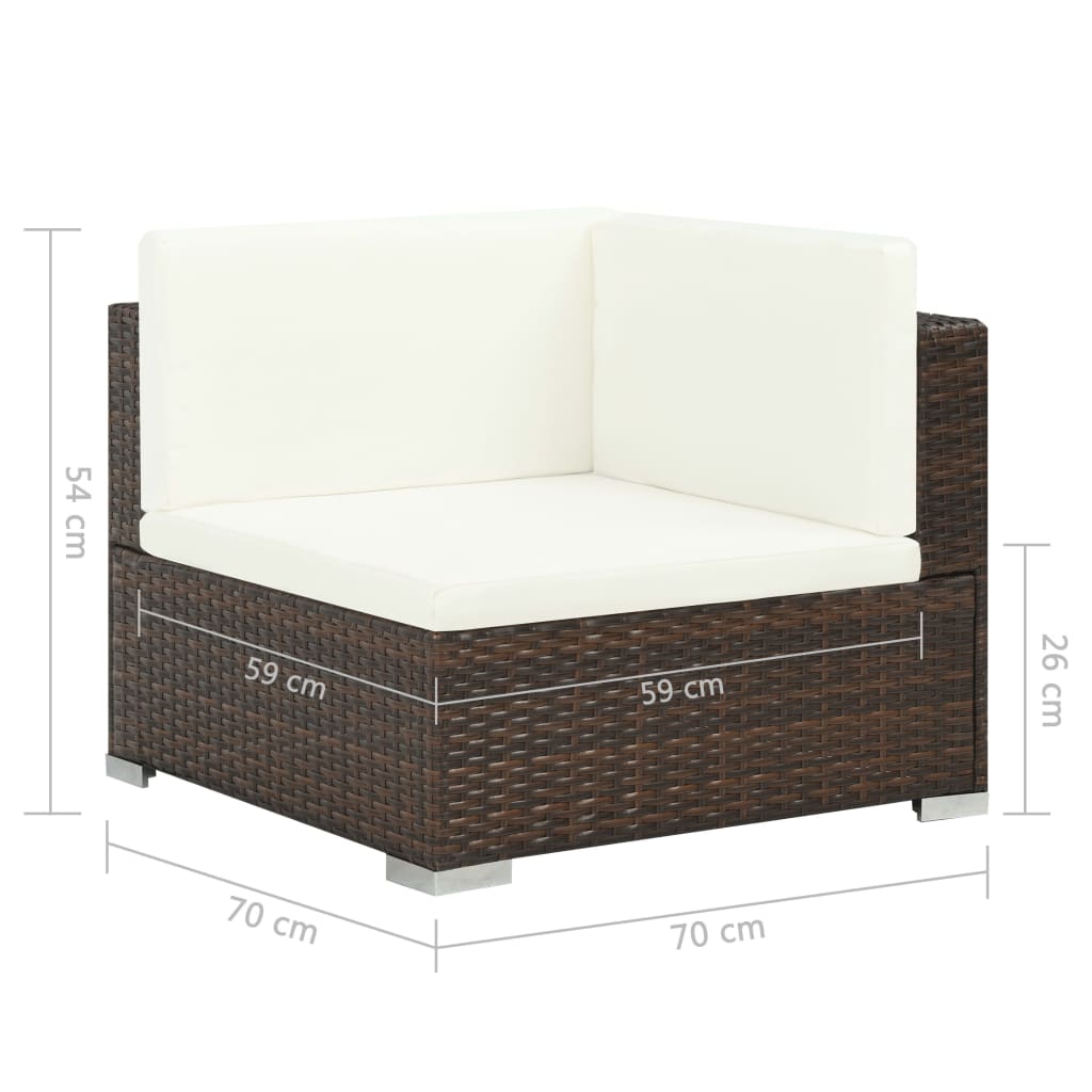 Set muebles de jardín 8 piezas y cojines ratán sintético marrón vidaXL