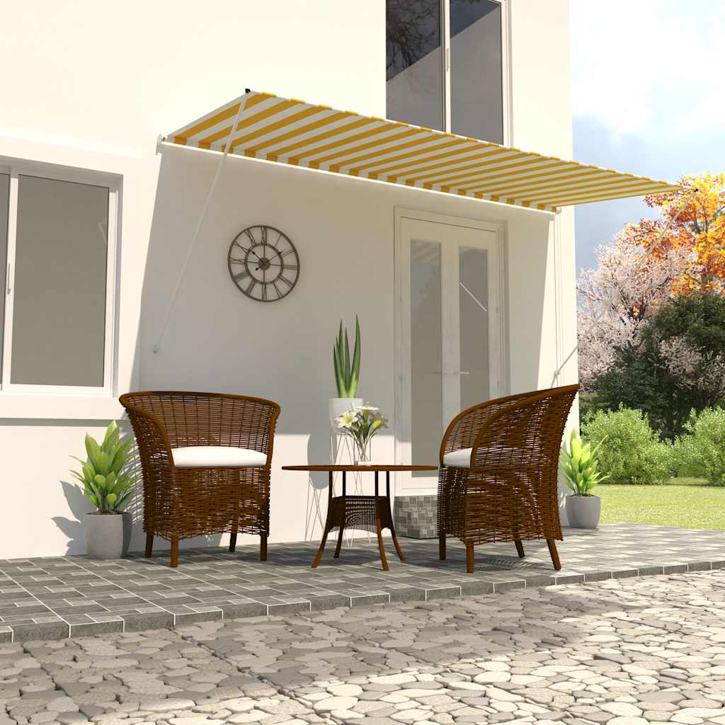 Vetonek Toldo retráctil 400x150 cm amarillo y blanco