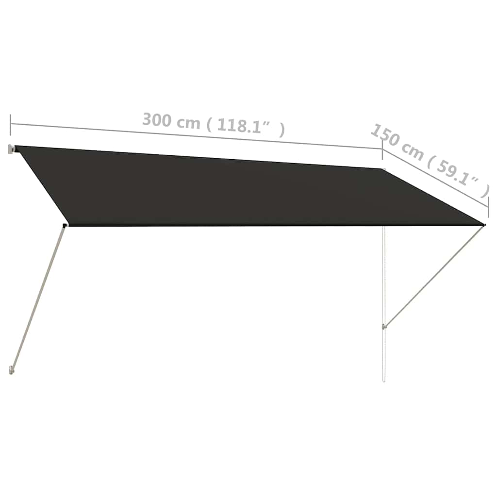 Toldo retrátil 300x150 cm Antracite Gray