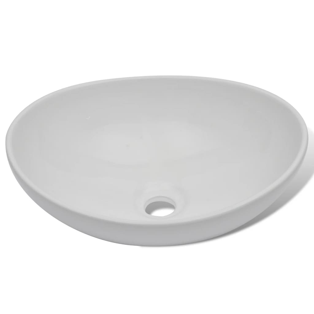 Lavabo de cerámica 40x33 cm ovalado blanco - Vetonek