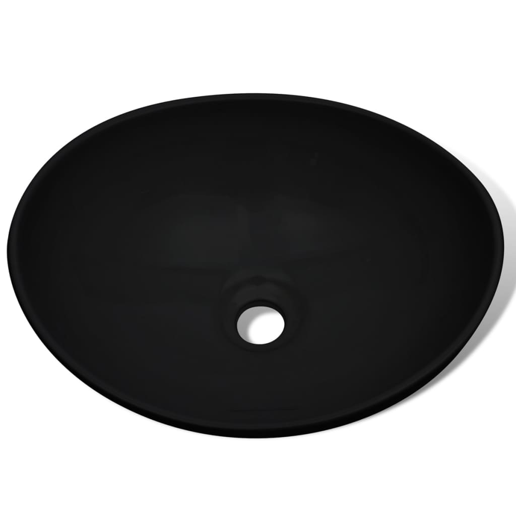 Lavabo de cerámica 40x33 cm ovalado negro