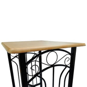 Set de mesa y taburete de bar 3 piezas madera maciza y acero v4263 - Vetonek