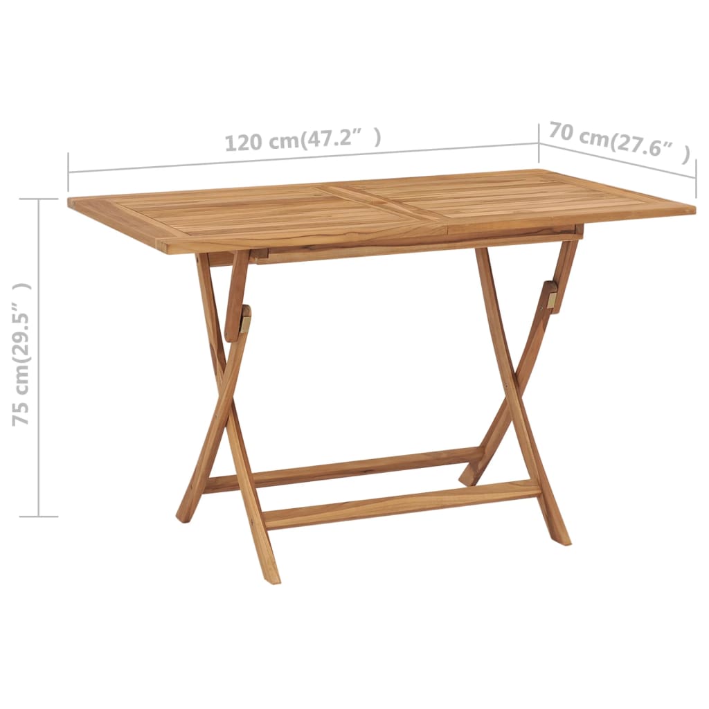 Mesa plegable de jardín madera maciza de teca 120x70x75 cm vidaXL