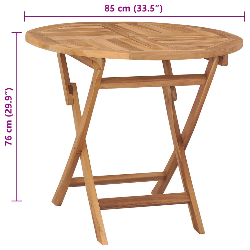 Mesa de jardín plegable madera de teca maciza 85x76 cm vidaXL