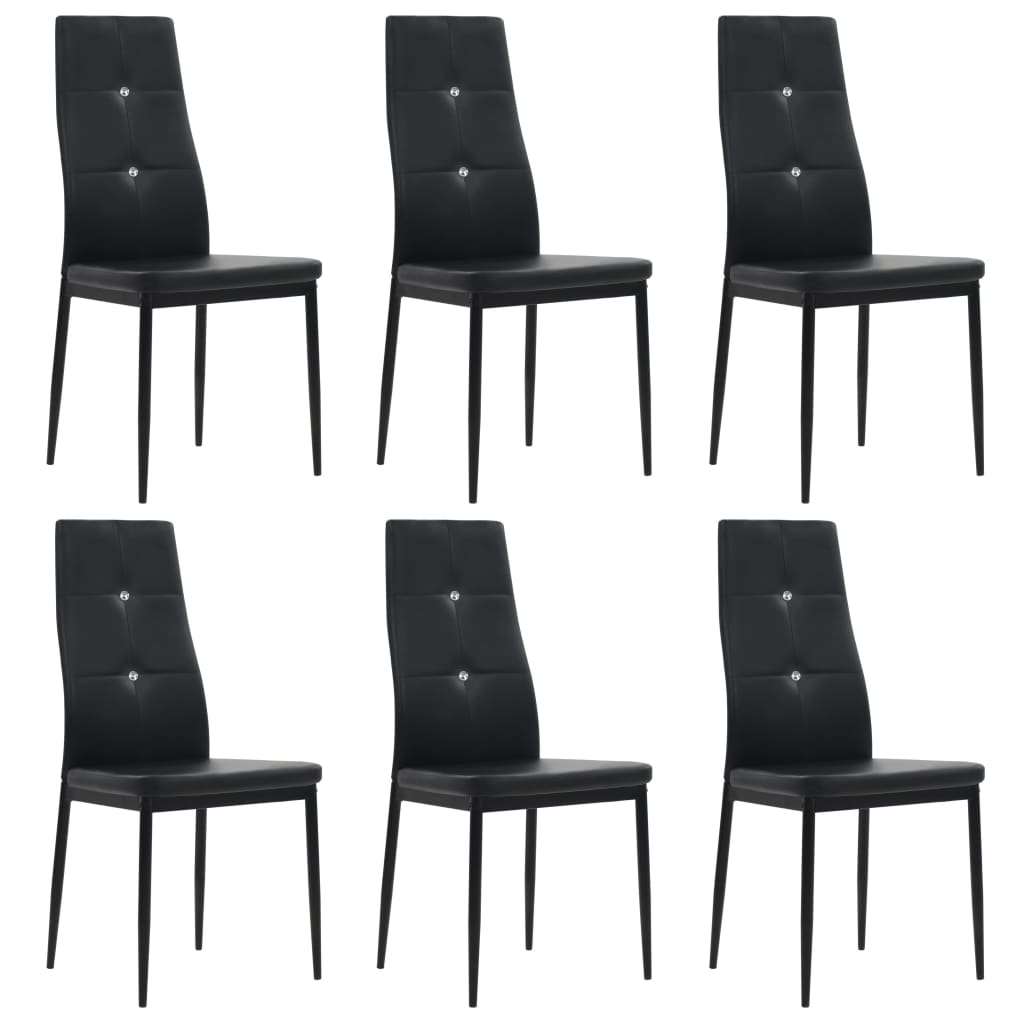 Vetonek Sillas de comedor 6 unidades cuero sintético negro