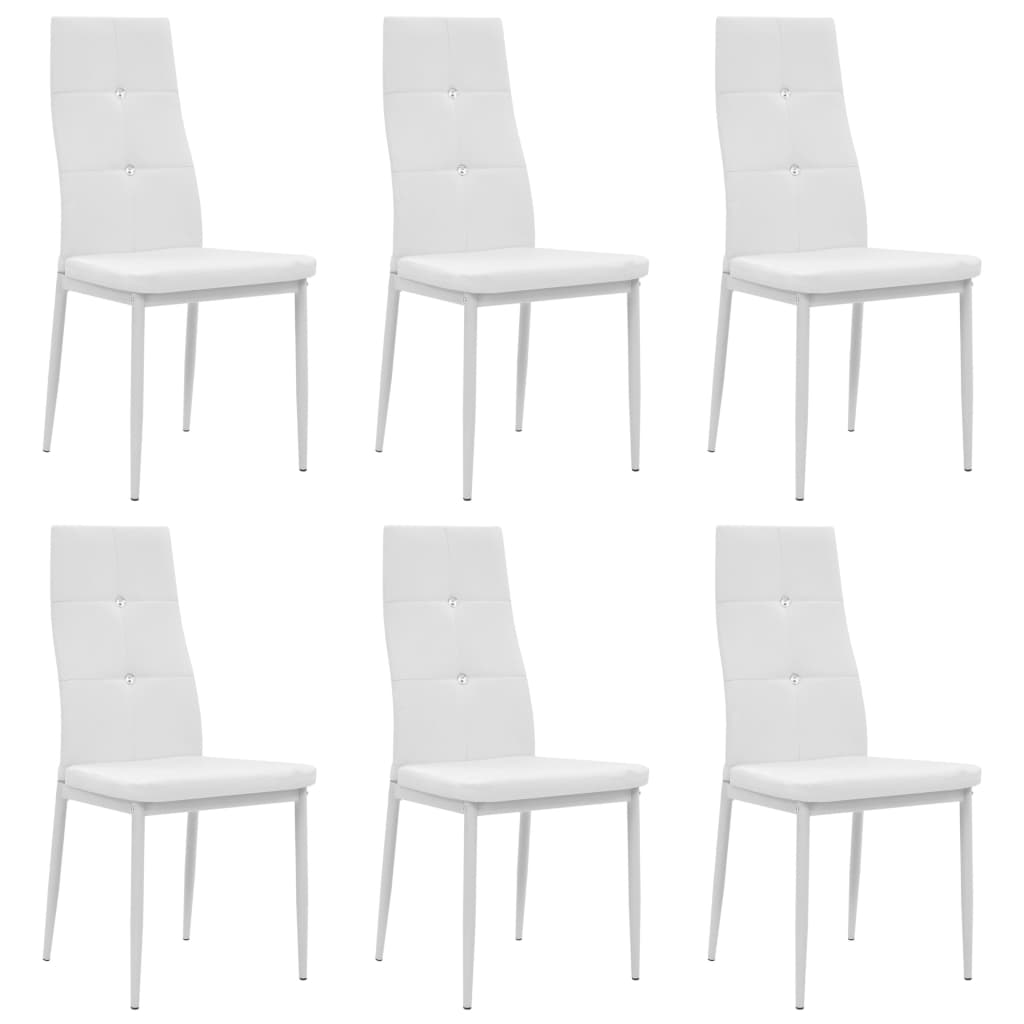 Vetonek Sillas de comedor 6 uds cuero sintético blanco