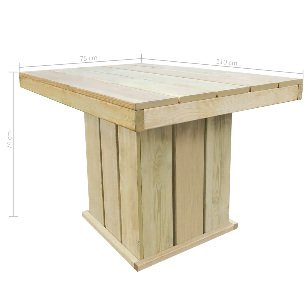 Impregnated pine garden table 110x75x74 cm