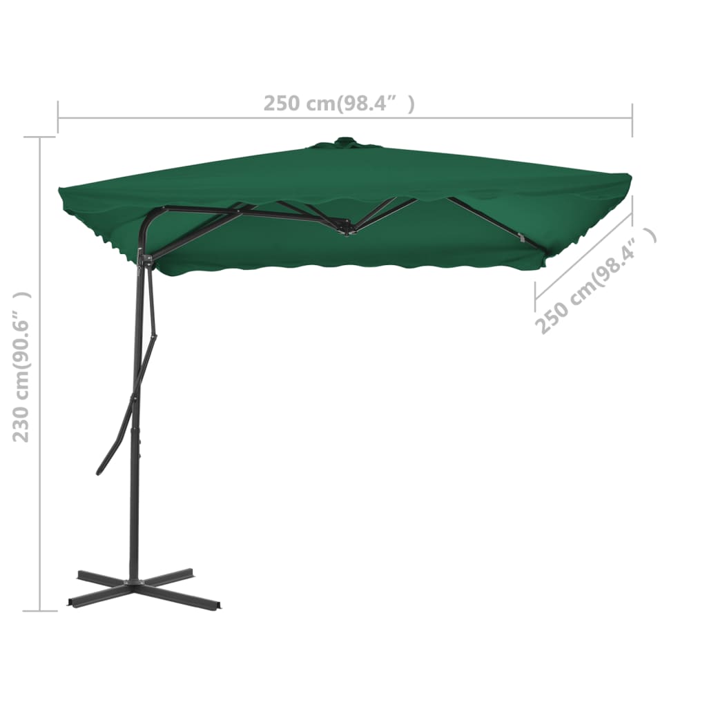 Garden umbrella with green steel stick 250x250 cm