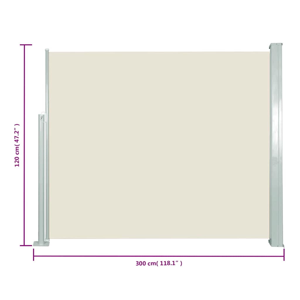 120x300 cm Creme Retractable Side Markising