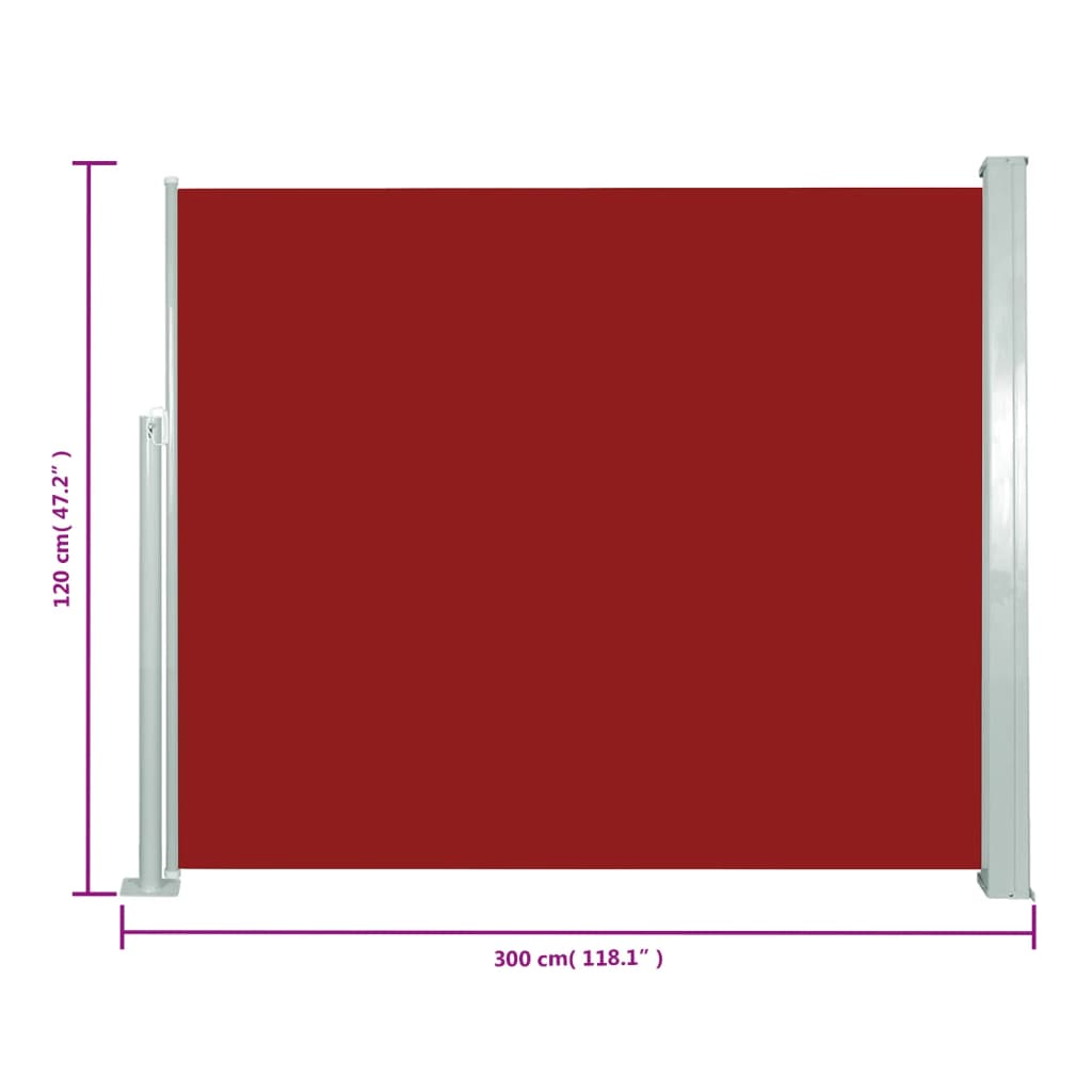 120x300 cm rote retraktile Markise