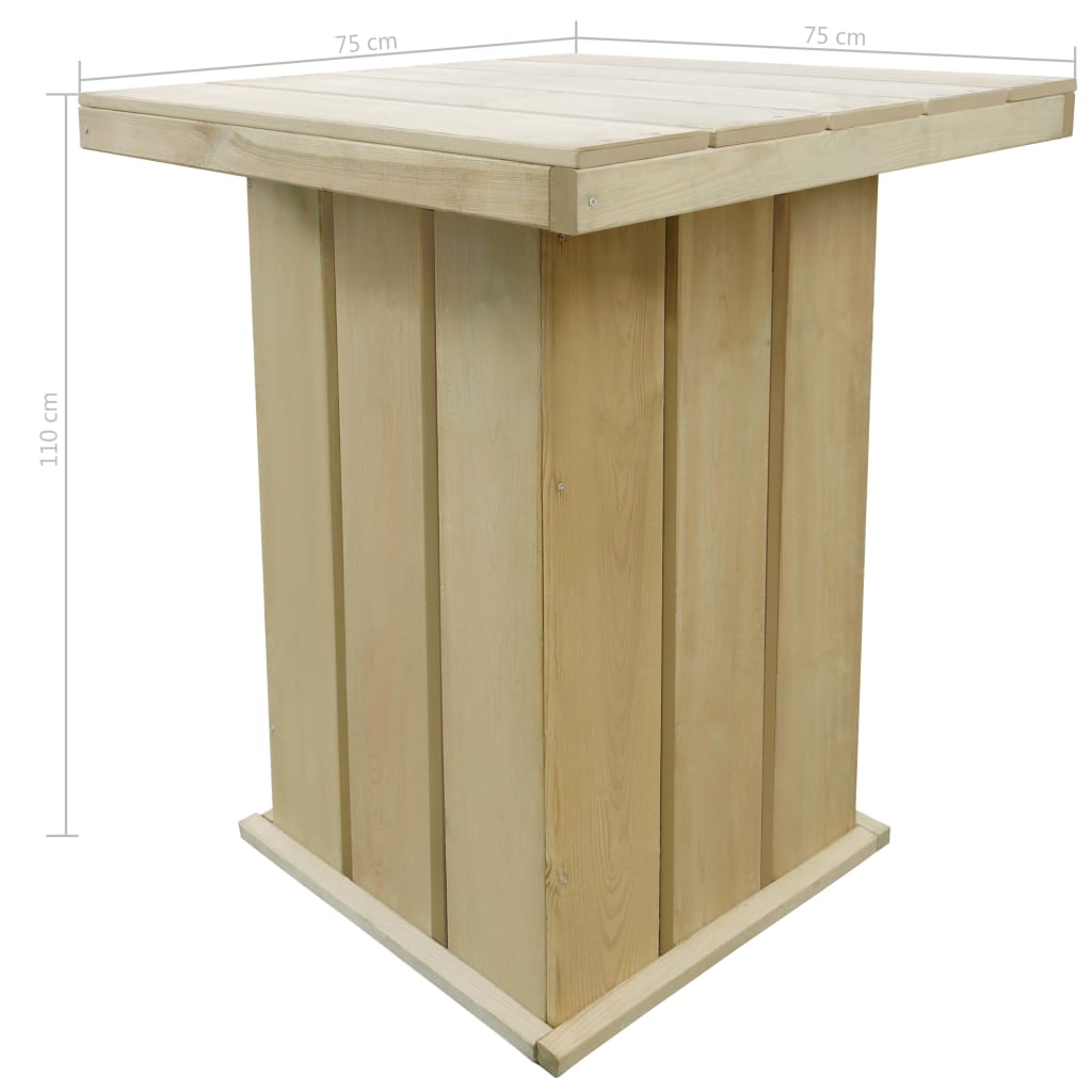 Mesa de bar de madera de pino impregnada 75x75x110 cm vidaXL