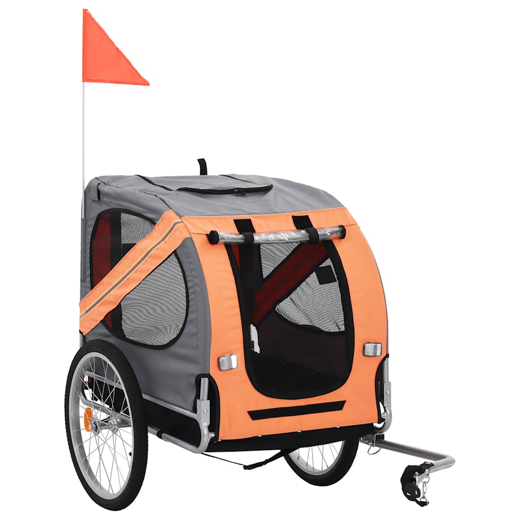 Vetonek Remolque de bicicleta para mascotas naranja y gris