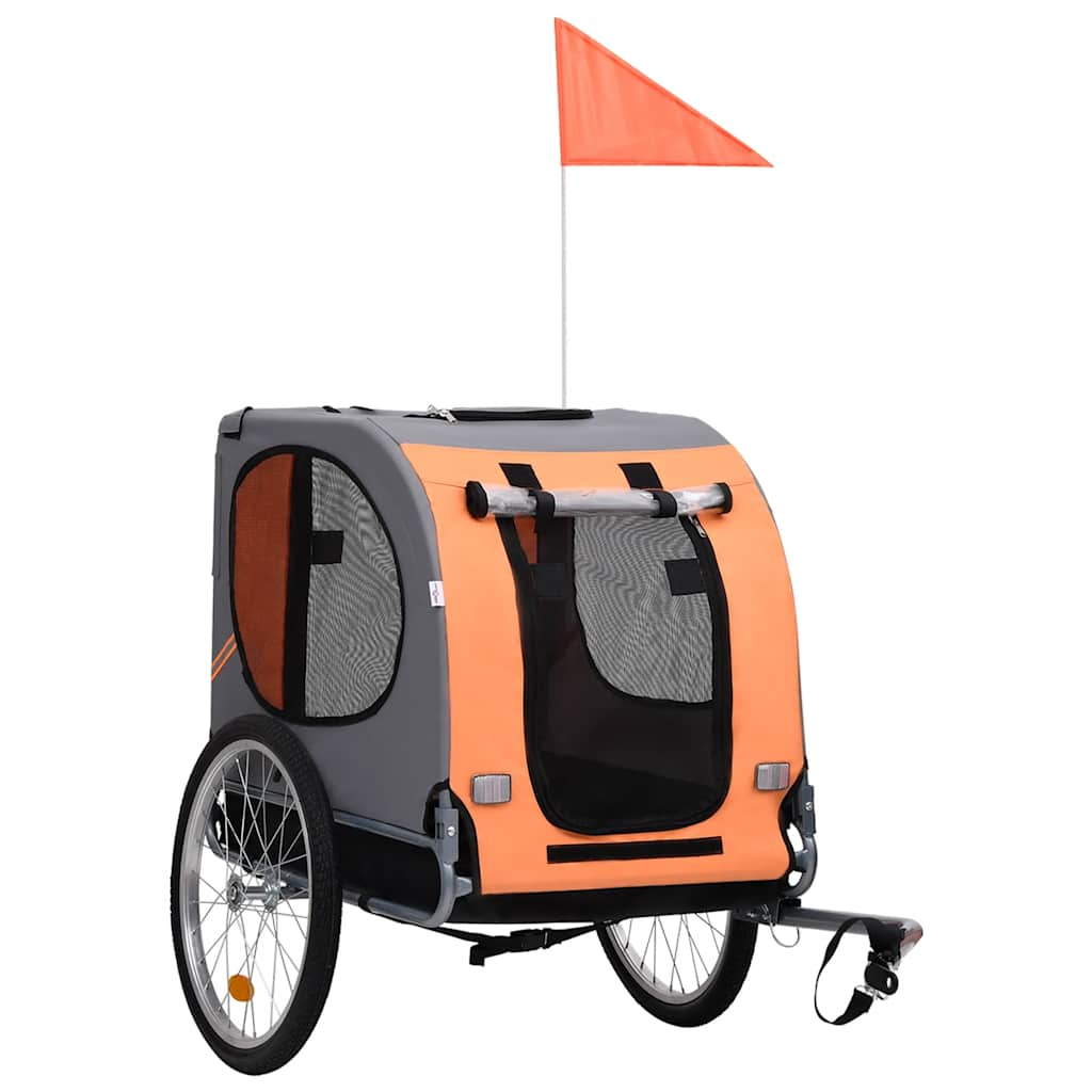 Vetonek Remolque de bicicleta para mascotas naranja y gris