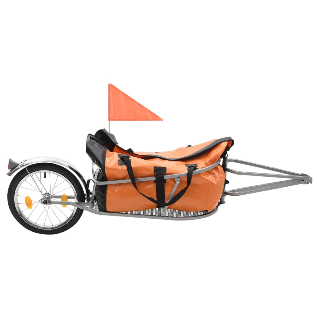 Remolque de bicicleta para equipaje con bolsa naranja y negro vidaXL