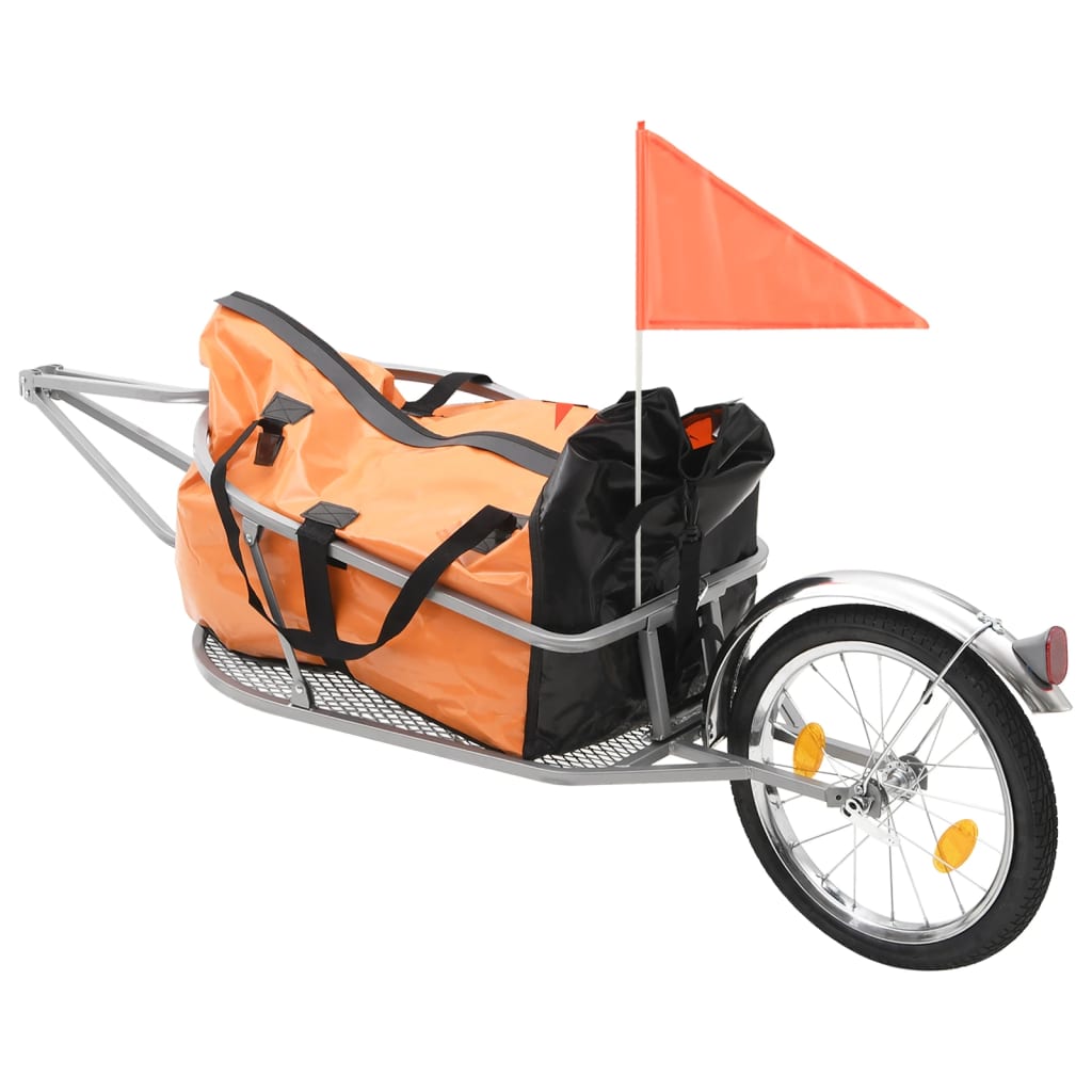 Vetonek Remolque de bicicleta para equipaje con bolsa naranja y negro