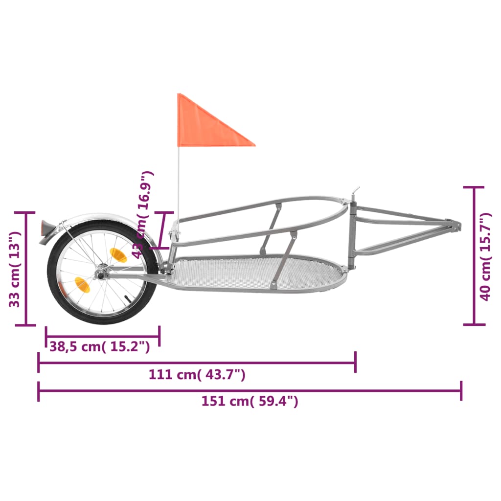 Remolque de bicicleta para equipaje con bolsa naranja y negro vidaXL