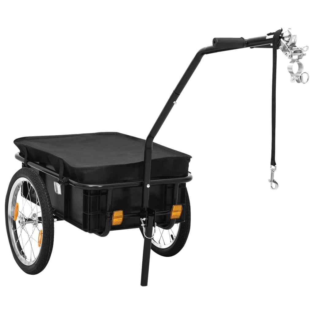 Vetonek Remolque de bicicleta/carrito de mano acero negro 155x60x83 cm