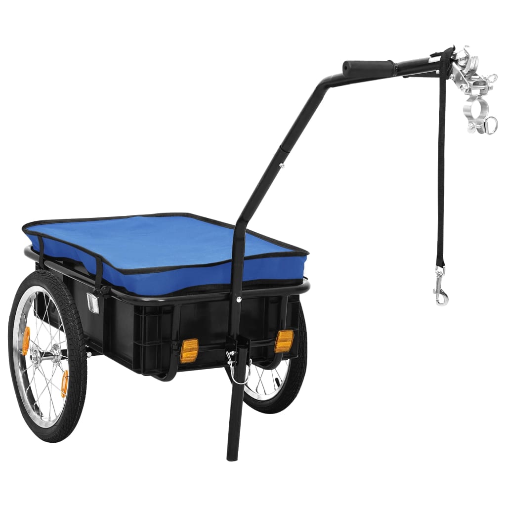 Vetonek Remolque de bicicleta/carrito de mano acero azul 155x60x83 cm