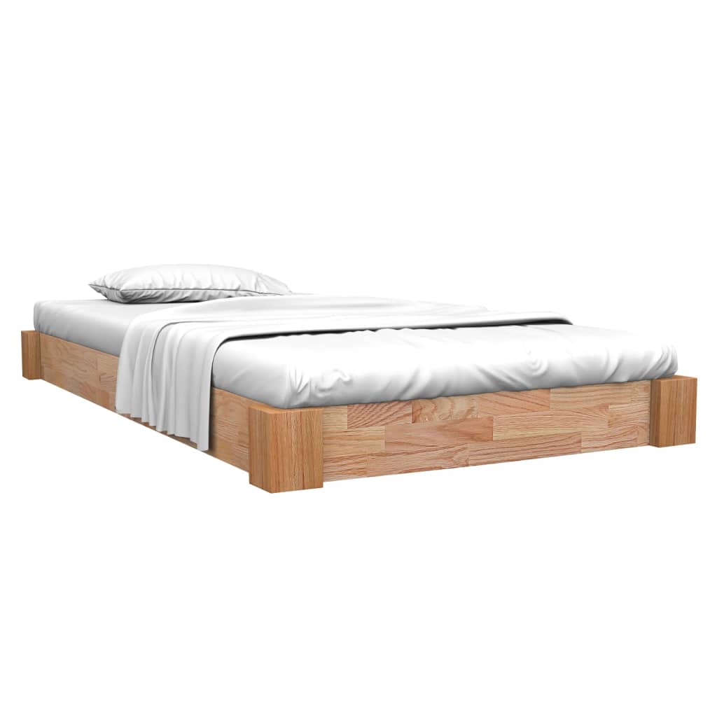 Vetonek Estructura de cama sin colchón madera maciza roble 90x200 cm