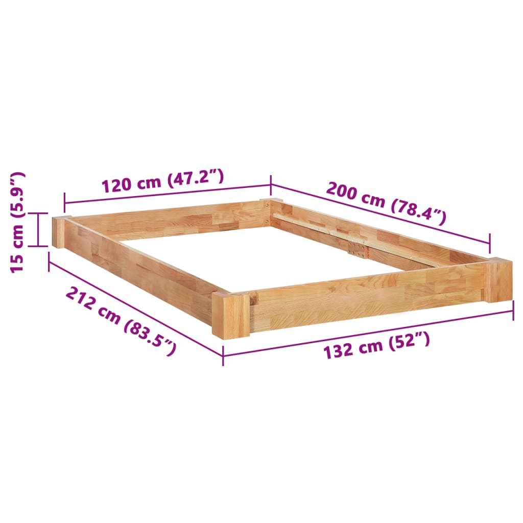 Estructura de cama sin colchón madera maciza roble 120x200 cm