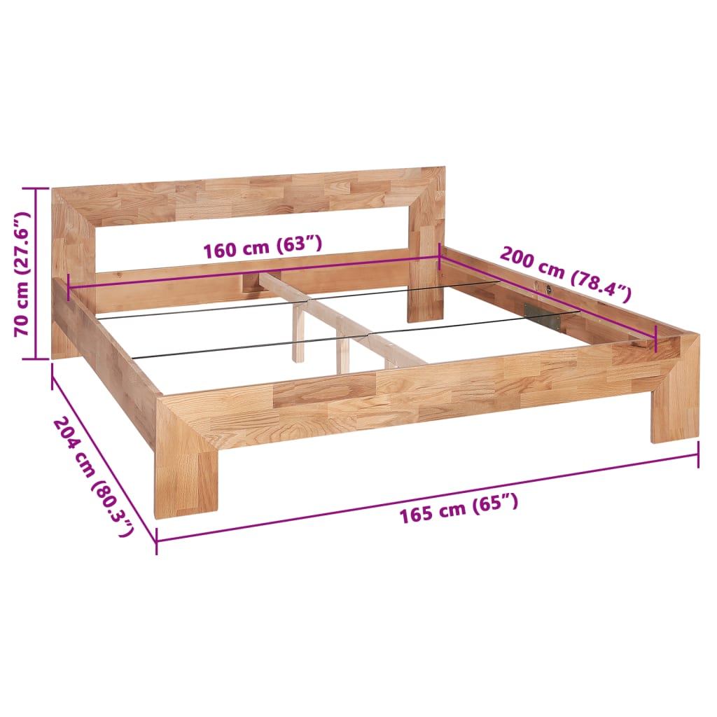 Estructura de cama sin colchón madera maciza roble 160x200 cm