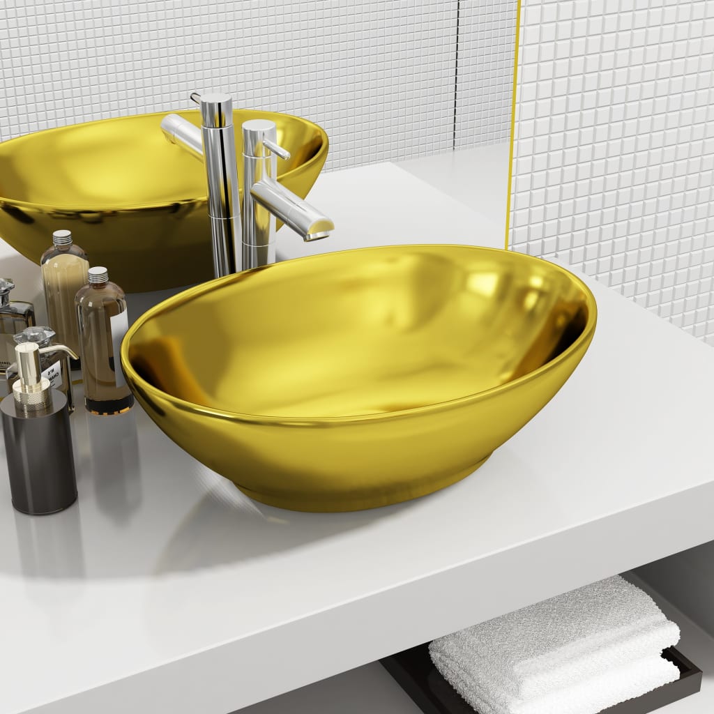 Vetonek Lavabo 40x33x13,5 cm cerámica dorado