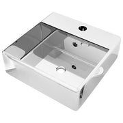 Vetonek Lavabo con rebosadero 41x41x15 cm cerámica plateado