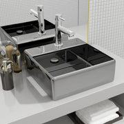 Lavabo con rebosadero 41x41x15 cm cerámica plateado v9519 Vetonek