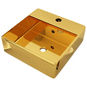 Vetonek Lavabo con rebosadero 41x41x15 cm cerámica dorado