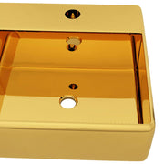 Lavabo con rebosadero 41x41x15 cm cerámica dorado v9526 - Vetonek