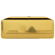 Lavabo con rebosadero 41x41x15 cm cerámica dorado v9526 - Vetonek