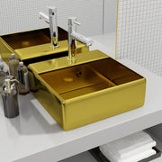 Lavabo con rebosadero 41x41x15 cm cerámica dorado v9526 Vetonek