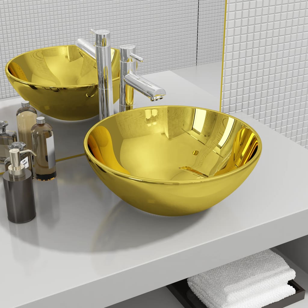 Vetonek Lavabo 32,5x14 cm cerámica dorado