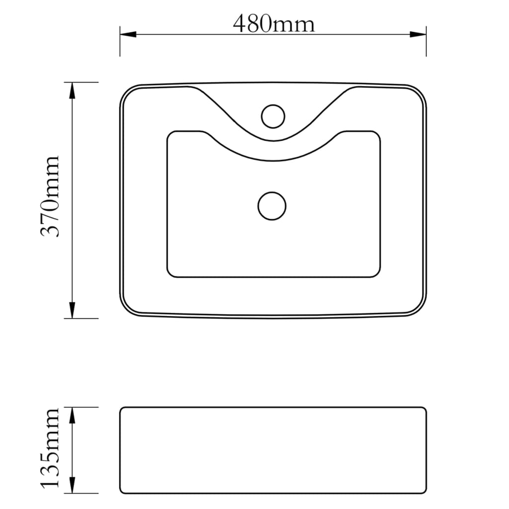 Sink with hole for tap 48x37x13.5 cm golden ceramic