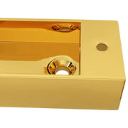 Lavabo con rebosadero 49x25x15 cm cerámica dorado - Vetonek