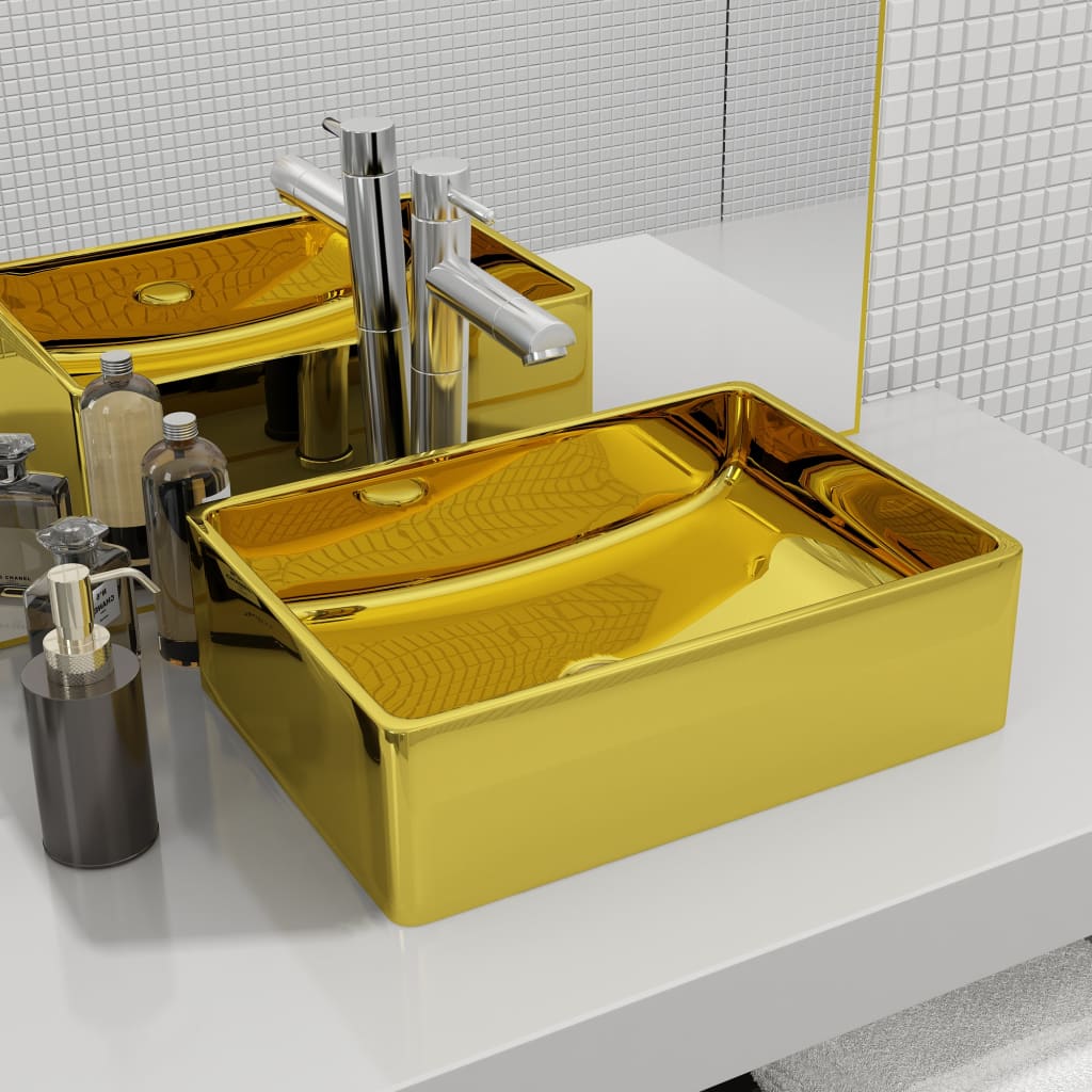 Vetonek Lavabo 41x30x12 cm cerámica dorado