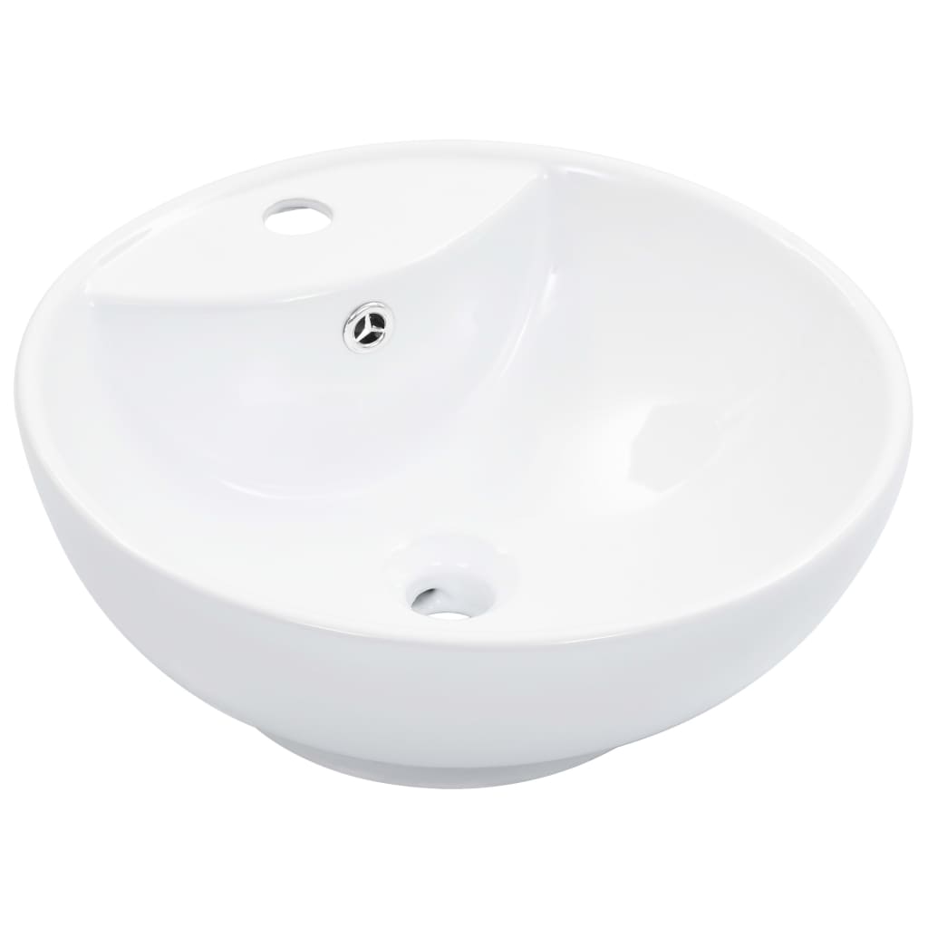 Vetonek Lavabo con rebosadero 46,5x18 cm cerámica blanco