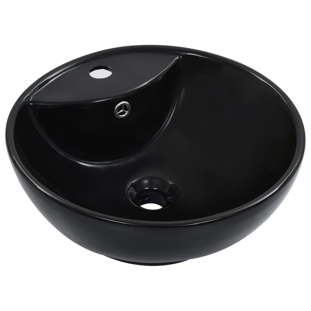 Vetonek Lavabo con rebosadero 46,5x18 cm cerámica negro