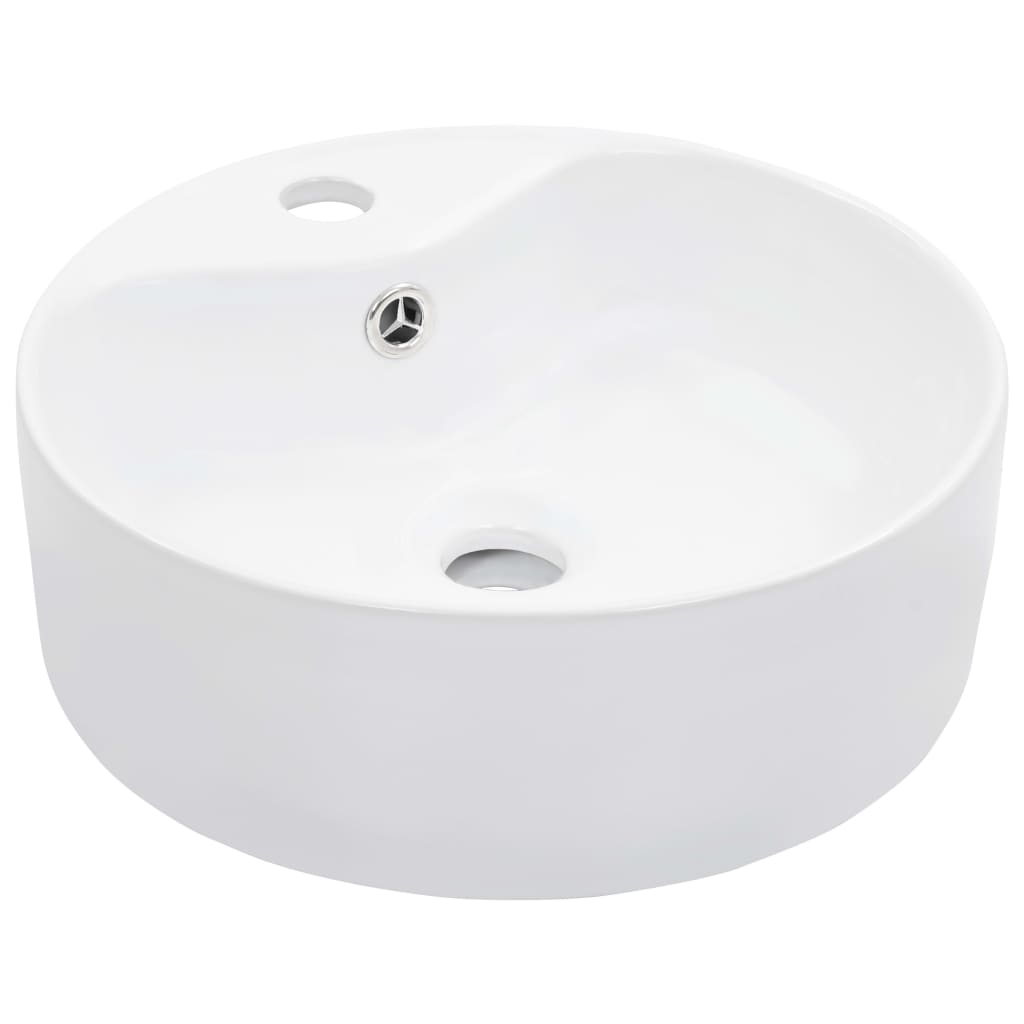 Vetonek Lavabo con rebosadero 36x13 cm cerámica blanco