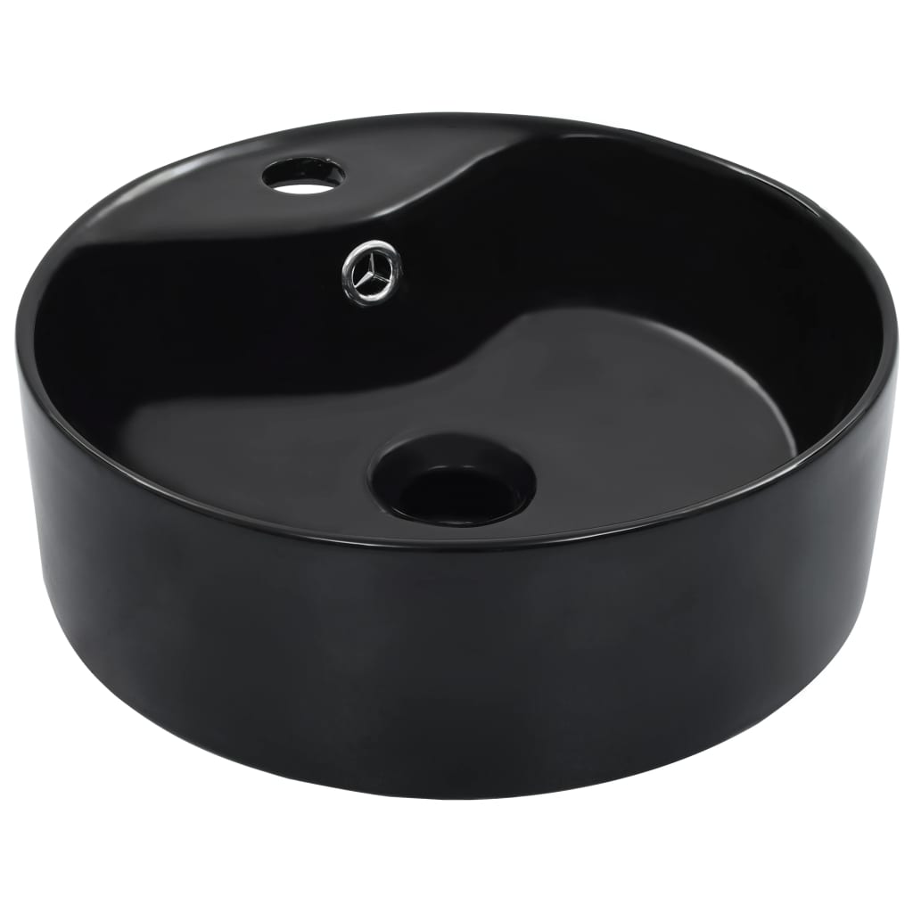 Vetonek Lavabo con rebosadero 36x13 cm cerámica negro