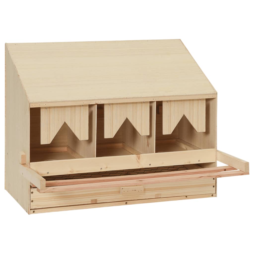 Vetonek Ponedero para gallinas 3 compartimentos madera pino 72x33x54 cm