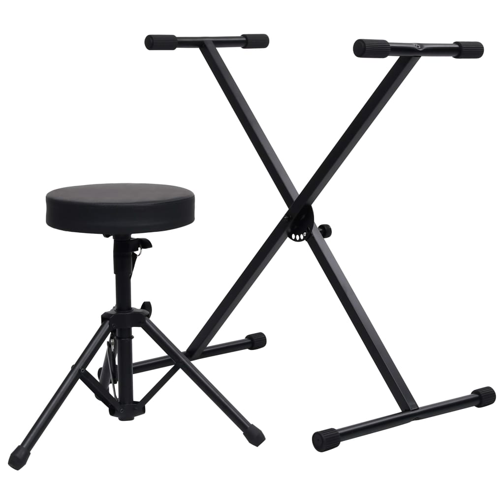 Vetonek Set de soporte para teclado y taburete negro