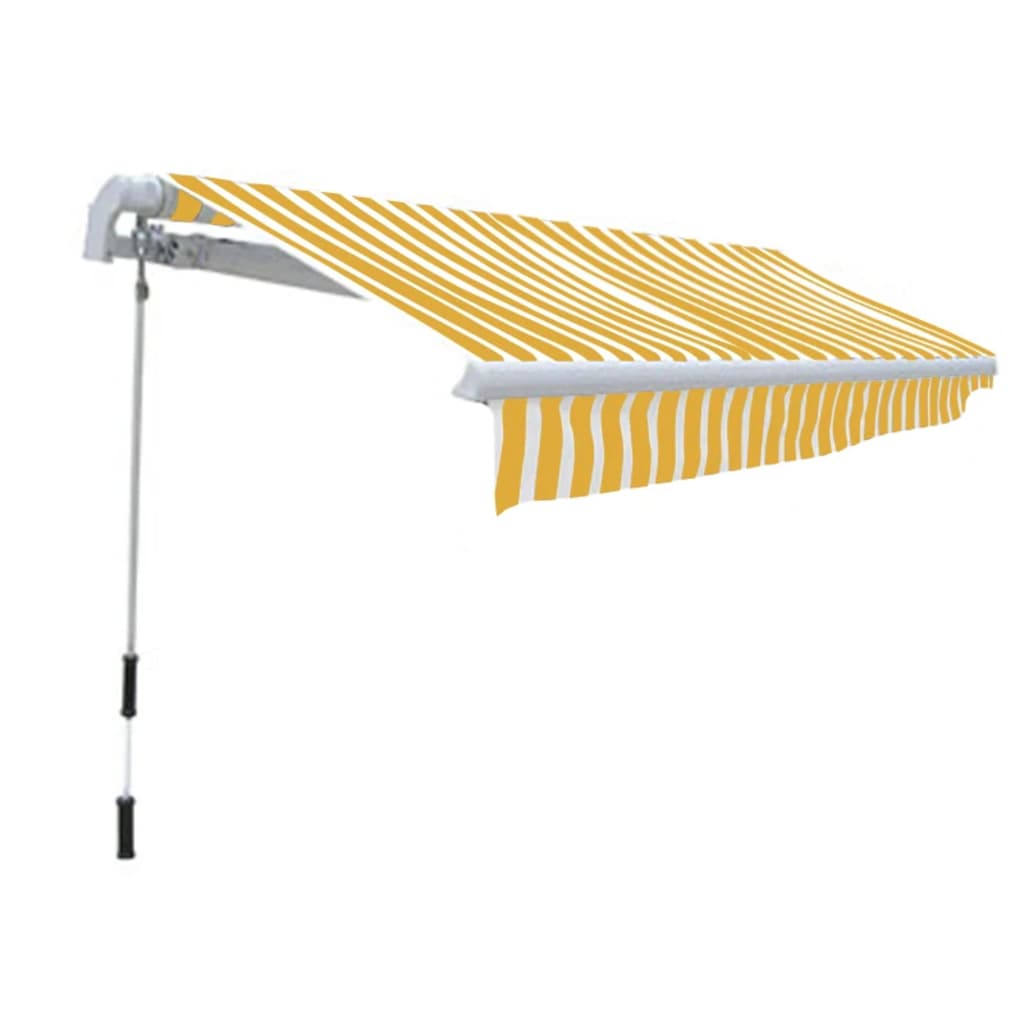 Toldo plegable de operación manual 300 cm amarillo y blanco vidaXL