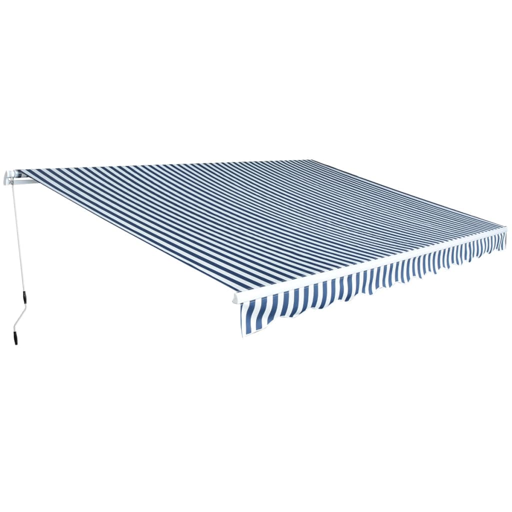 Toldo plegable de operación manual 450 cm azul y blanco vidaXL