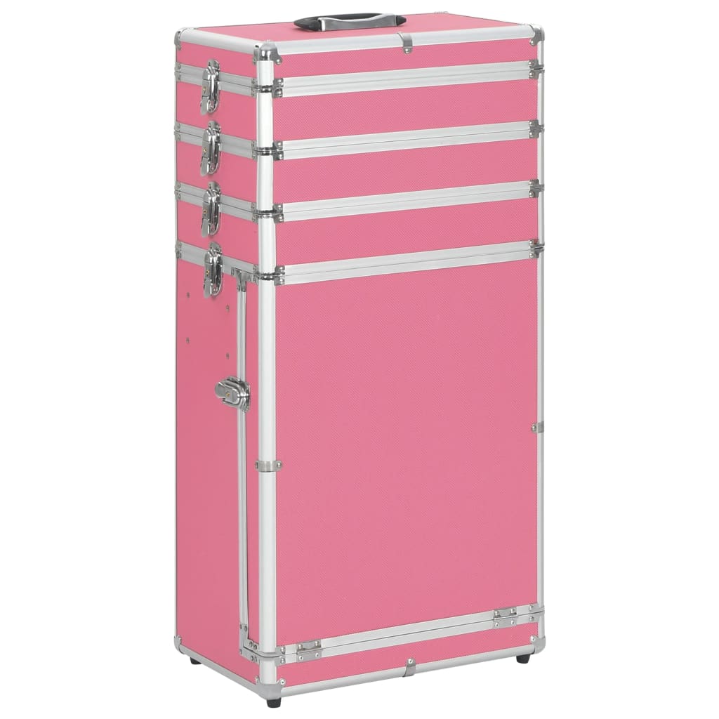 Vetonek Maletín trolley de maquillaje de aluminio rosa